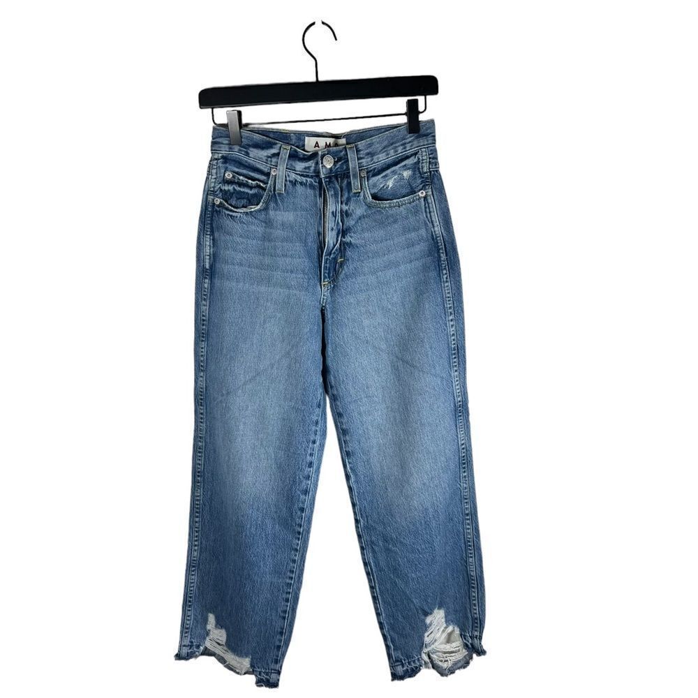AMO Sophie Crop High Waisted With Released Hem in Runway Denim Jeans